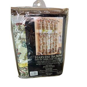 NEW Harvest Patch Two 36 Tiers & One Valance Kitchen Linen Curtain Set Floral